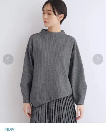 INDIVI 05 XXS 사이즈 아지메 기하학 패턴 보틀넥 니트