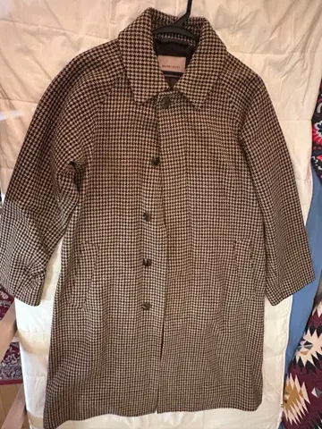 BEAMS LIGHTS 체스터 코트 브라운 계열 체크 무늬