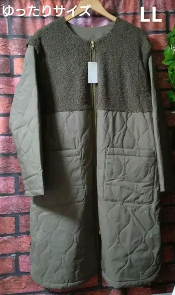 XL/롱 코트(2way 베스트) 퀼팅 보아/브라운 계열