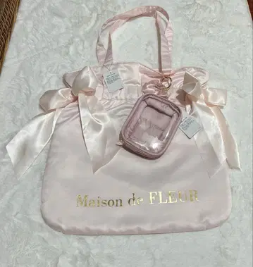 메종 드 플뢰르 더블 리본 토트백 누이 파우치 2세트