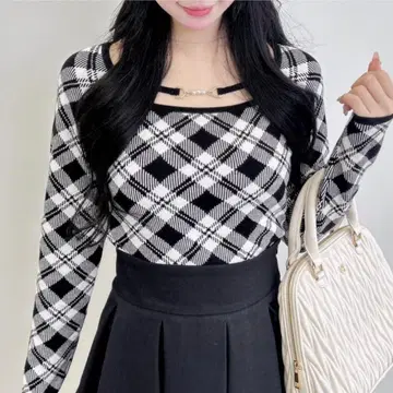 INGNI 잉그 펄 비트 체크 니트