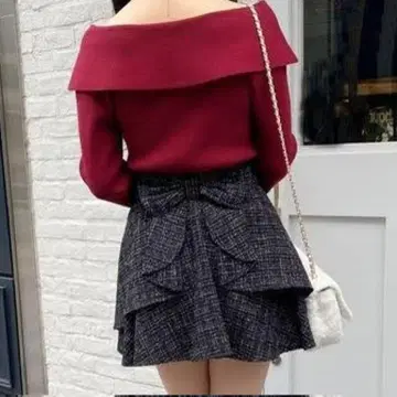 INGNI 잉그 백리본 트위드 플레어 치마바지