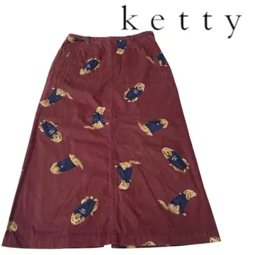 케티 롱 스커트 강아지 패턴 도그 프린트 케티 일본제 M 사이즈