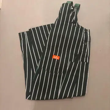 Cookman 스트라이프 오버롤 다크 그린