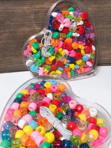 레트로 팝 장미 버라이어티 비즈 포니 비즈 세트