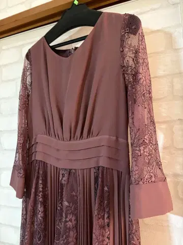 퍼플 컬러 롱 드레스 레이스 결혼식