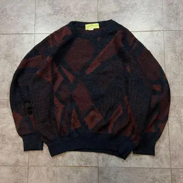 90s 이탈리아제 기하학 패턴 올 패턴 니트 스웨터