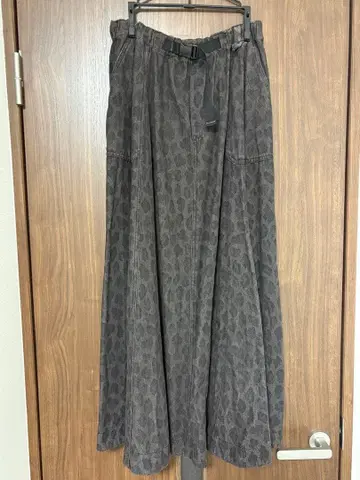 니코앤드 벨트 플레어 스커트 레오파드 무늬 브라운 L