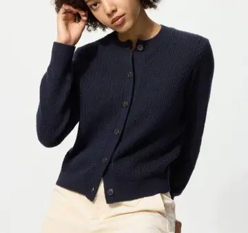 [새상품] UNIQLO 울 블렌드 크루넥 가디건 XL 네이비