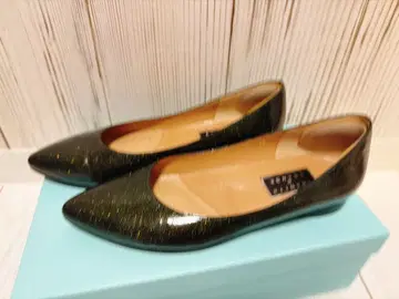 Yoshito Orange 라메 믹스 플랫슈즈