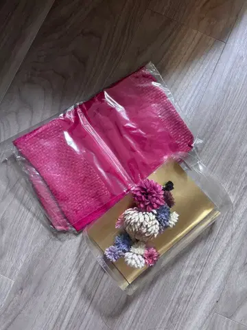 성인식 사전 촬영 오비 장식 천 & 머리 장식 세트