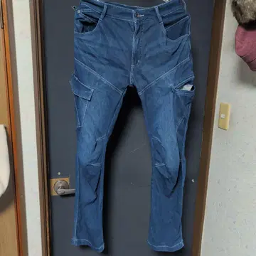 데님 카고 팬츠 포켓 부착 WORKMAN