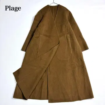 새상품급 플라주 해밀턴 노카라 코트 울 리버 코트 카멜