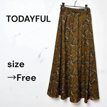 투데이풀 플레어 스커트 롱 스커트 허리밴딩 꽃무늬 올 패턴 오피스