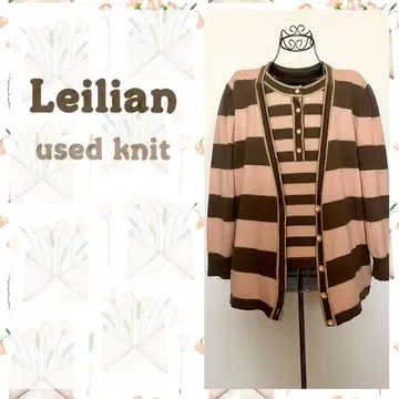 Leilian 레리안 긴팔 보더 니트 가디건&상의 빅 사이즈