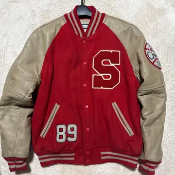 DOG HOUSE 도그하우스 바시티 자켓 소매 가죽 M