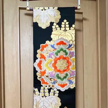 여섯 가지 패턴 후쿠로 오비 후리소데용 블랙 꽃 오동나무