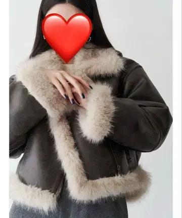 무스탕 코트 다크 브라운 퍼 부착