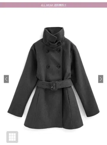 택 포함 새상품 벨트 포함 스탠드 카라 미들 기장 코트[ze836]