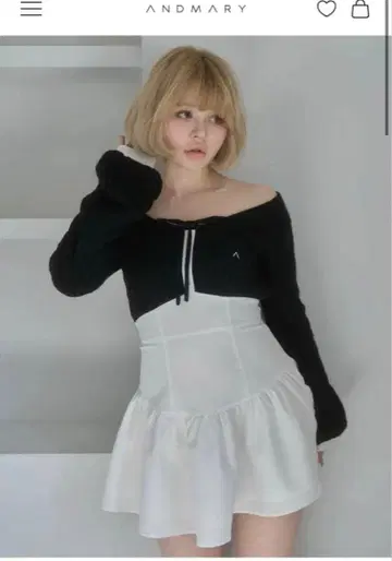 andmary Tess 블라우스 미니 드레스 블랙