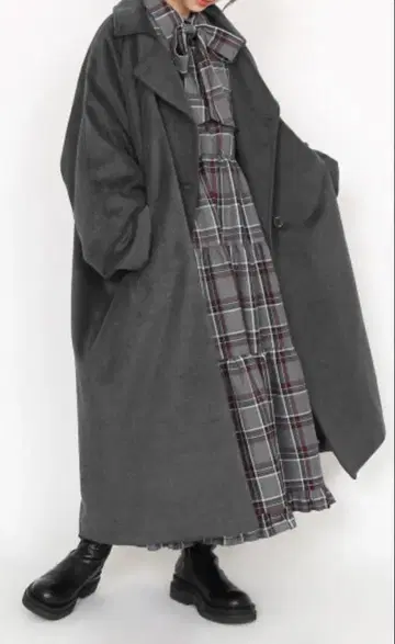 PUNYUS 오버 더블 롱 코트 3 그레이