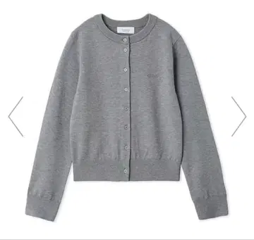 울 혼방 emmi 로고 크루넥 니트 가디건 그레이