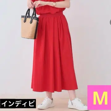 택 포함 새상품 INDIVI 액티브 스커트 M 레드 포켓 있음