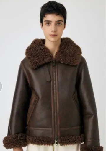 MOUSSY 브라운 가죽 퍼 자켓