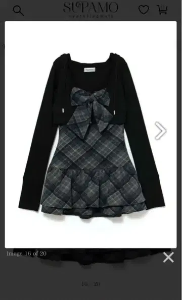 후드 부착 체크 무늬 원피스