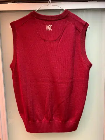 미사용 울 100% 와인 레드 V넥 베스트