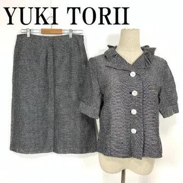 LA7539 유키토리이 린넨 스커트 반팔 자켓 셋업 네이비 42