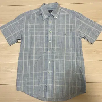 LACOSTE 반팔 셔츠 블루 계열 체크 사이즈 2