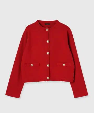 오리지널 버튼 노카라 니트 자켓