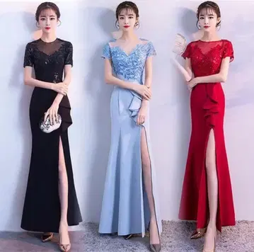 예쁜 발표회/연주회/사회/파티/무대/컬러 스카이블루 + 자수/스팬/롱