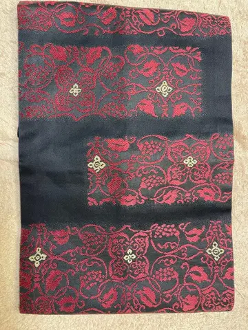 나고야 오비 블랙 레드 꽃무늬 개성 있고 멋진