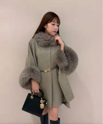 snidel 퍼 케이프 코트