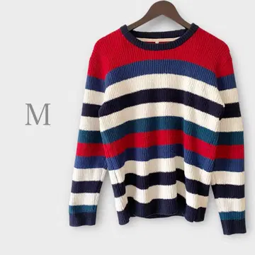 멀티 보더 니트 스웨터 M 복슬복슬