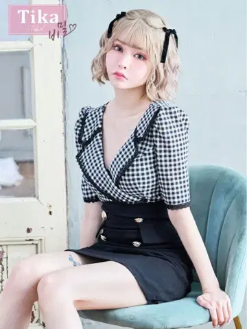 Tika 드레스 체크 무늬 타이트 드레스