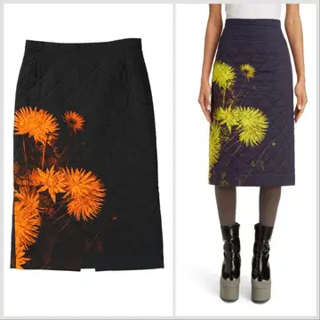 벨기에제 DRIES VAN NOTEN 플라워 퀼팅 스커트