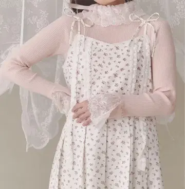 택 포함 새상품 메리제니 레이스 리브 니트 핑크