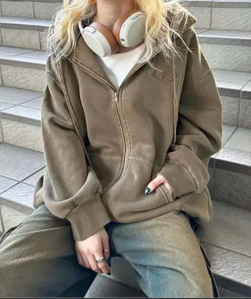 빈티지 스타일 집업 후드티