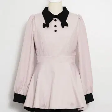 Pium 리본 칼라 셋업 핑크