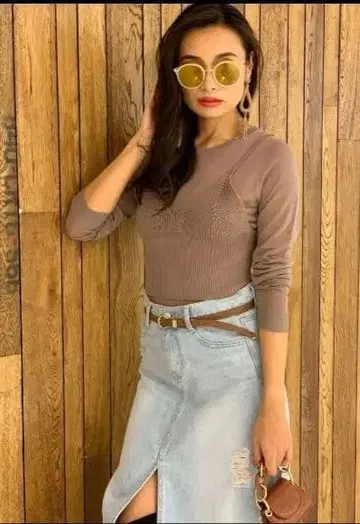 새상품 DURAS 뷔스티에 포함 니트 세트 그레이지 라이트 브라운