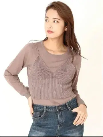 새상품 DURAS 뷔스티에 포함 니트 세트 그레이지 라이트 브라운