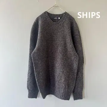 스코틀랜드제 SHIPS 크루넥 니트 핑크 스웨터 리브 소매