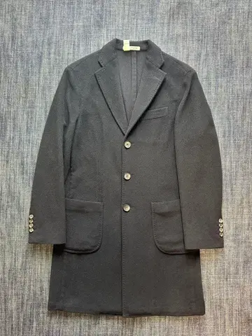 0909 네이비 울 체스터 코트 46 이탈리아제