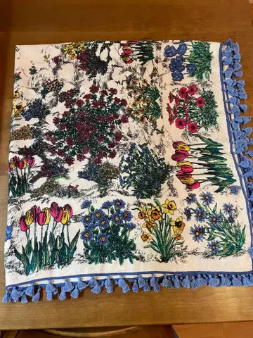 manipuri 꽃무늬 스카프 폼폼 포함