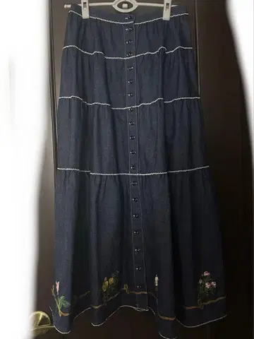 핑크하우스 데님 롱 스커트