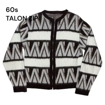 60s TALON ZIP 탈론 알루미늄 가디건 모헤어 아크릴 기하학