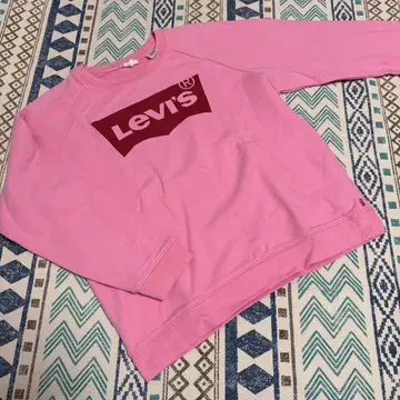 리바이스 맨투맨 트레이닝복 핑크 로고 여성용